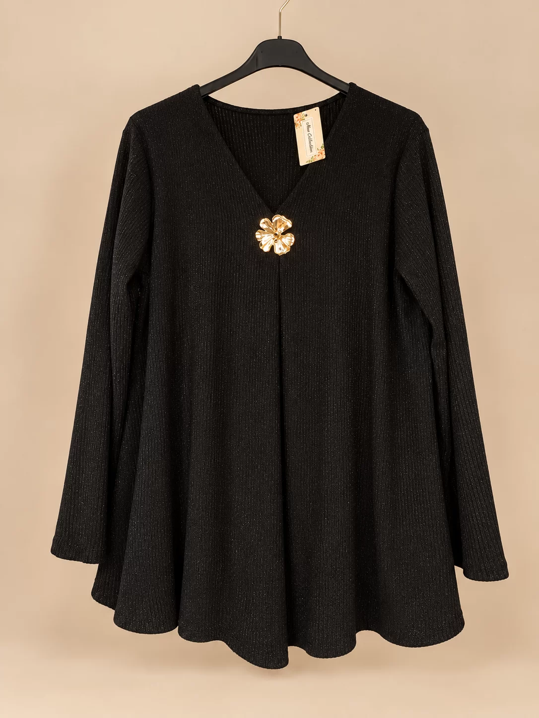 'Pure Elegance' – fekete, csillogó, elegáns díszítésű felső - Image 2