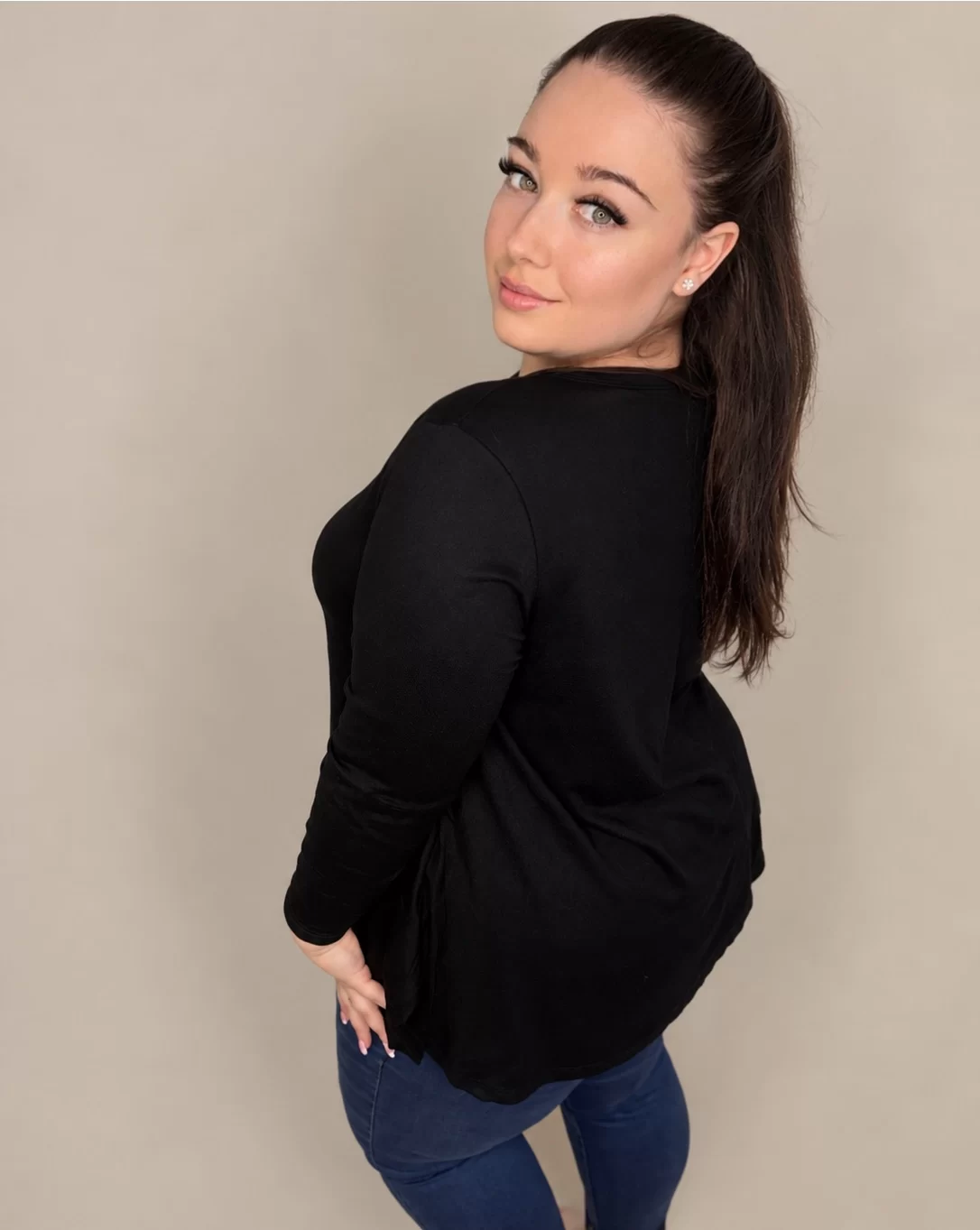 'Silhouette' fekete hosszú ujjú felső - Image 2