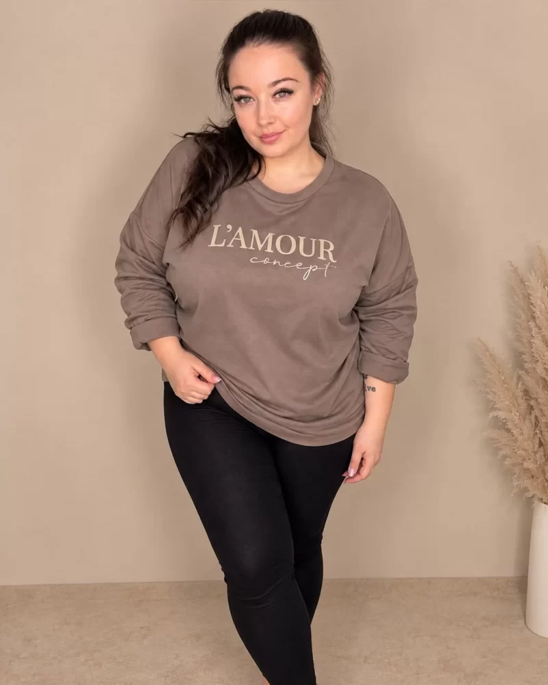 'L'amour' latte pamut hátul hosszított felső