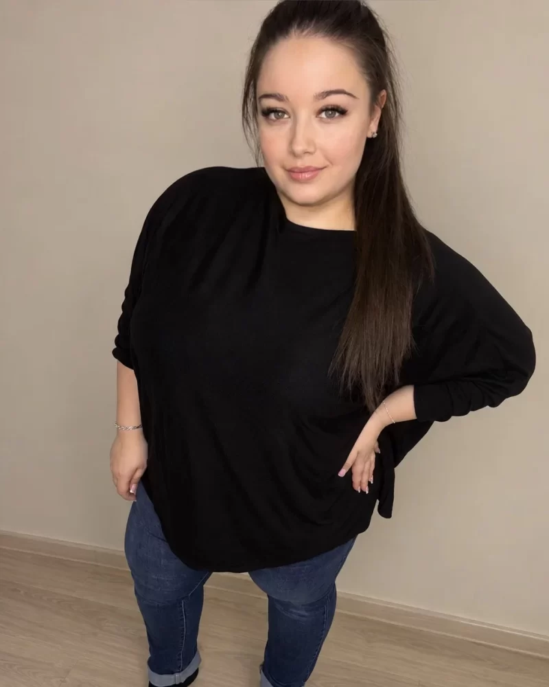 'Eloise' fekete extra bő, lágy esésű pamut felső