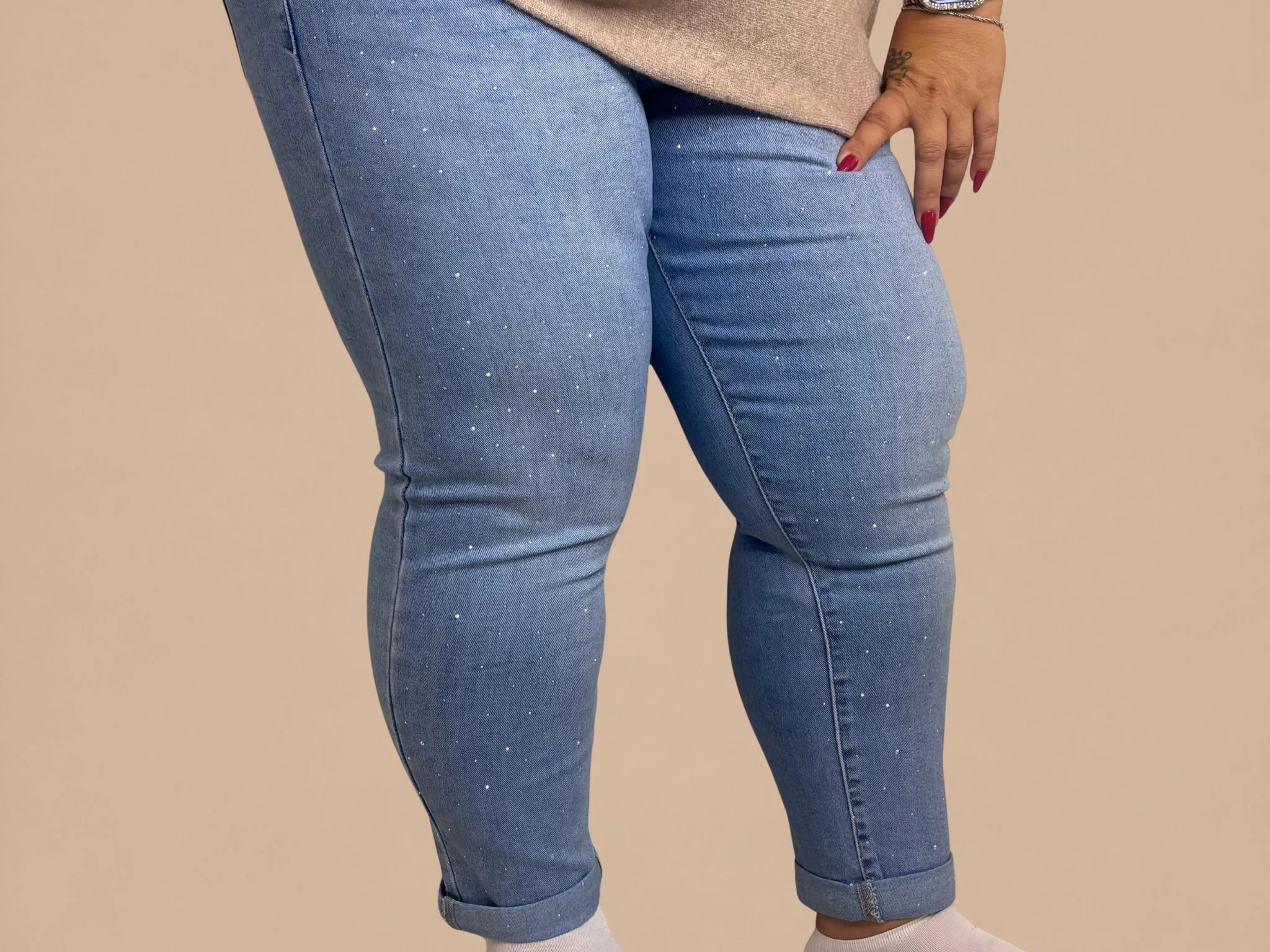 'Silver Crystal' Mom fit farmernadrág