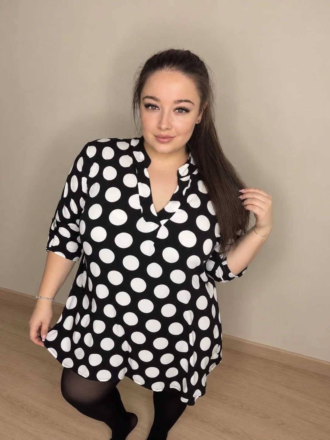 'Polka' – pöttyös, sztreccses plus size tunika